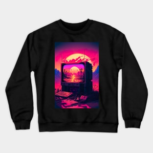 Synthwave-Inspired Retro Futuristic TV Gaming Console Crewneck Sweatshirt